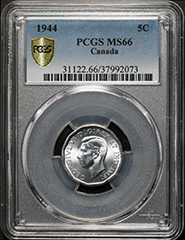 1944 5 Cents MS66 PCGS